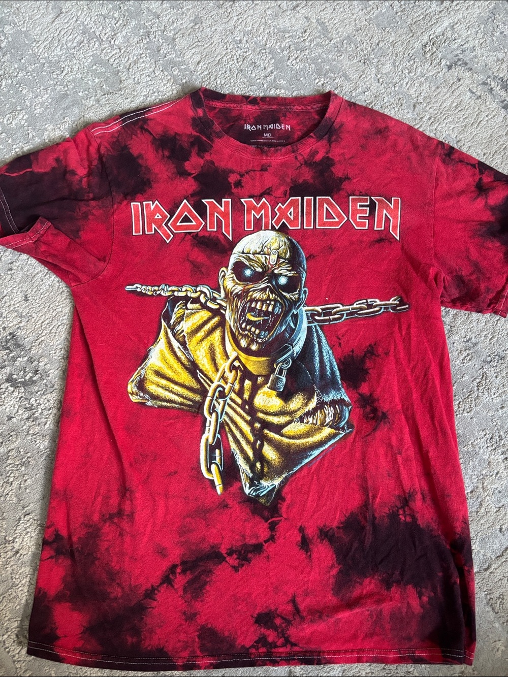 Iron Maiden Red Tie-Dye Graphic Short Sleeve Tee